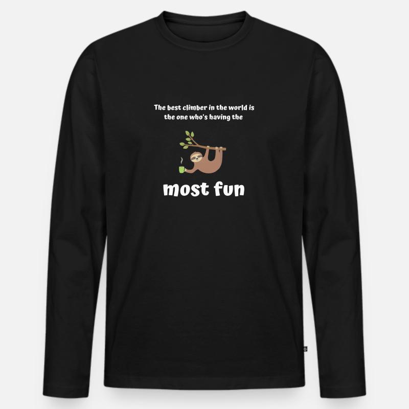 weltbester Kletterer Design weiss - Männer Premium Bio Langarmshirt - Schwarz