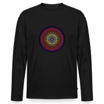 Dotted Mandala - Männer Premium Bio Langarmshirt - Schwarz - Vorne - Nico (187cm)