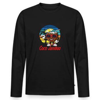 Coco Jamboo Funny Coconut Cartoon - Männer Premium Bio Langarmshirt - Schwarz - Vorne - Nico (187cm)