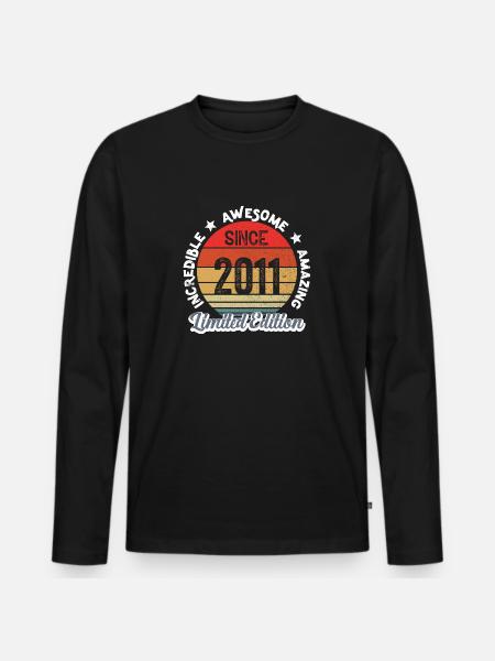 amazing since 2011 -anniversary - Men's Premium Organic Long Sleeve Shirt - black