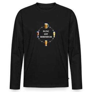 Horloge à Bière Nunc est Bibendum - T-shirt manches longues Premium bio Homme - noir - Devant - Nico (187cm)