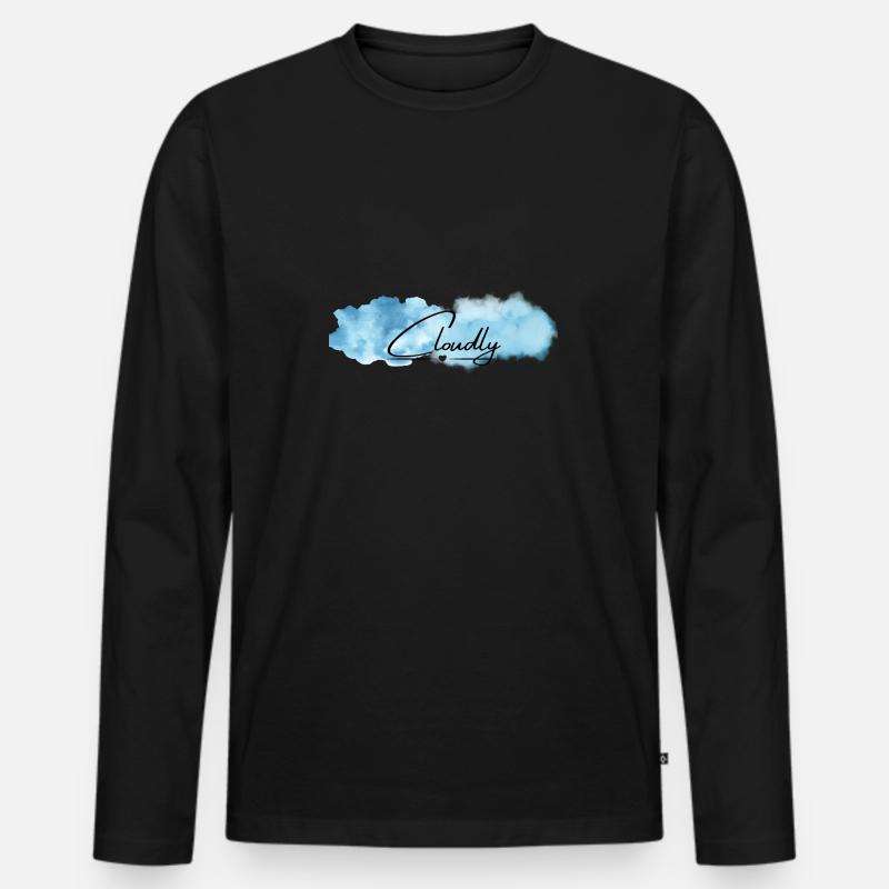 Cloudly - Wolkig - Männer Premium Bio Langarmshirt - Schwarz