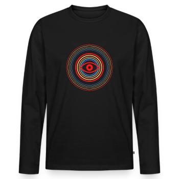 Œil Rouge dans Cercles - T-shirt manches longues Premium bio Homme - noir - Devant - Nico (187cm)