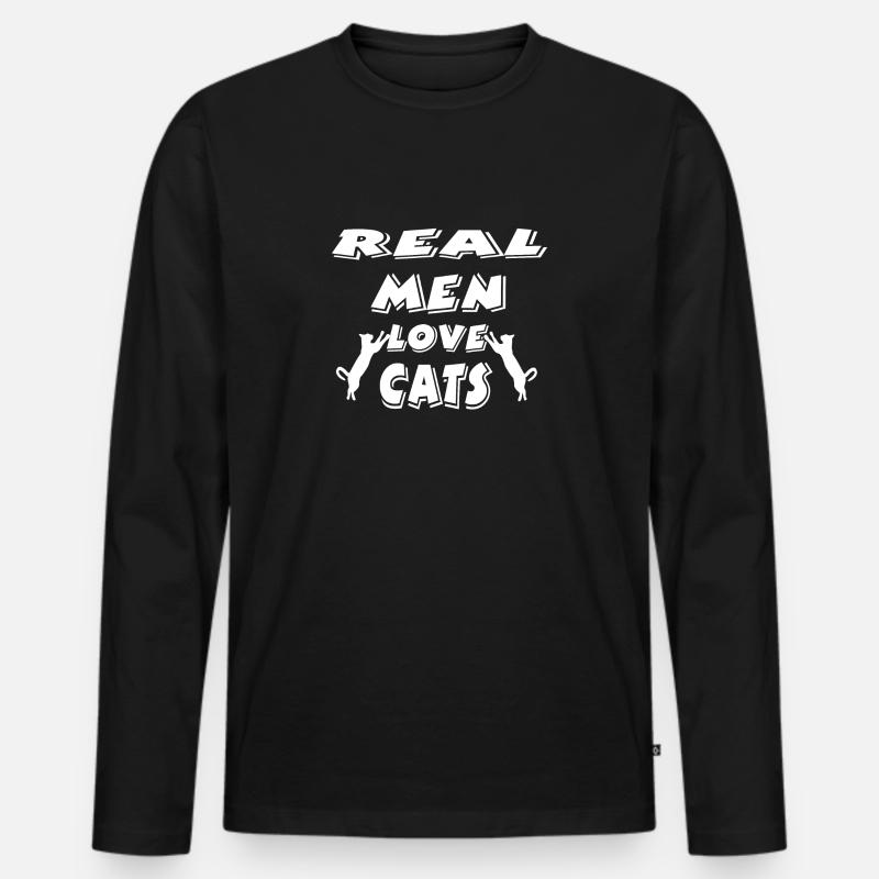Katze - Männer Premium Bio Langarmshirt - Schwarz