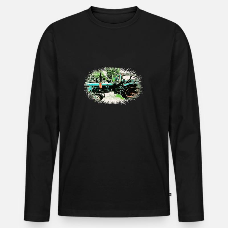 Traktor - Männer Premium Bio Langarmshirt - Schwarz