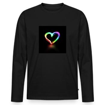 Light Stroke Heart - Men's Premium Organic Long Sleeve Shirt - black - Front - Nico (187cm)