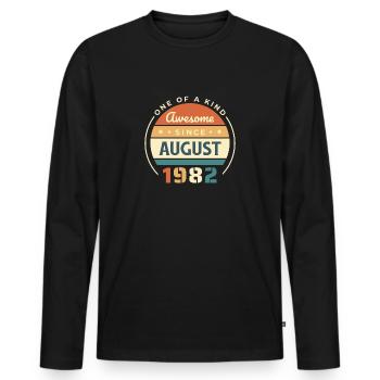 Awesome since August 1982 - Geburtstag - Shirt - Männer Premium Bio Langarmshirt - Schwarz - Vorne - Nico (187cm)