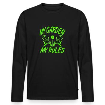 Garten - Männer Premium Bio Langarmshirt - Schwarz - Vorne - Nico (187cm)