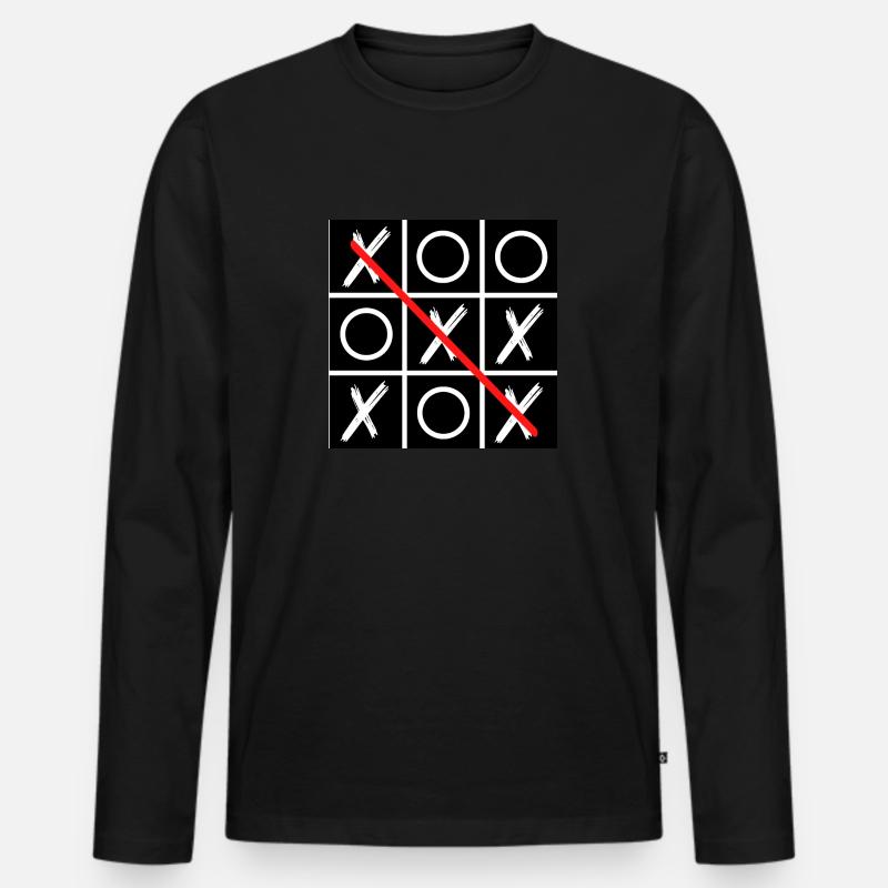 Tic Tac Toe - Männer Premium Bio Langarmshirt - Schwarz