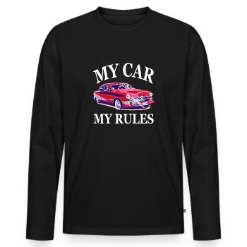 Auto - Männer Premium Bio Langarmshirt - Schwarz - Vorne - Nico (187cm)