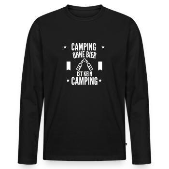 Camping ohne Bier ist kein camping. - Männer Premium Bio Langarmshirt - Schwarz - Vorne - Nico (187cm)