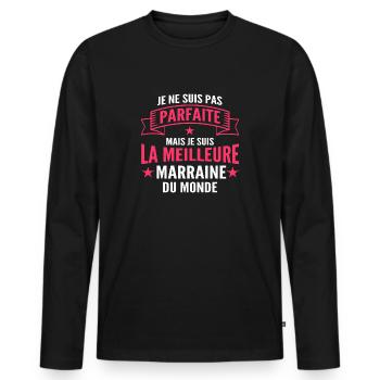 la meilleure marraine du monde - T-shirt manches longues Premium bio Homme - noir - Devant - Nico (187cm)