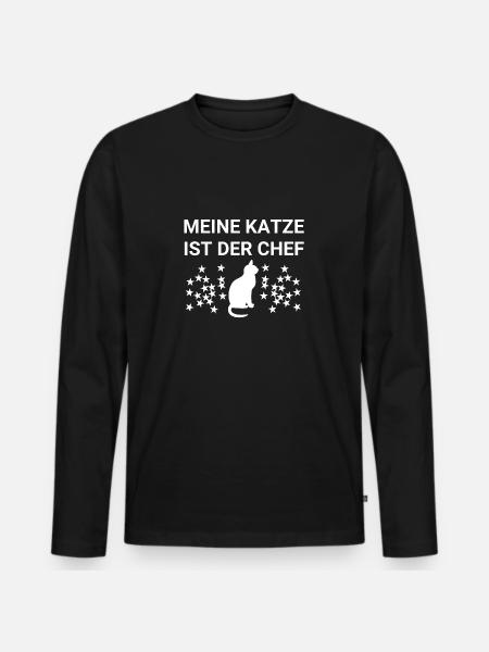 Katze - Männer Premium Bio Langarmshirt - Schwarz