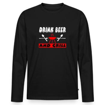Grill - Men's Premium Organic Long Sleeve Shirt - black - Front - Nico (187cm)