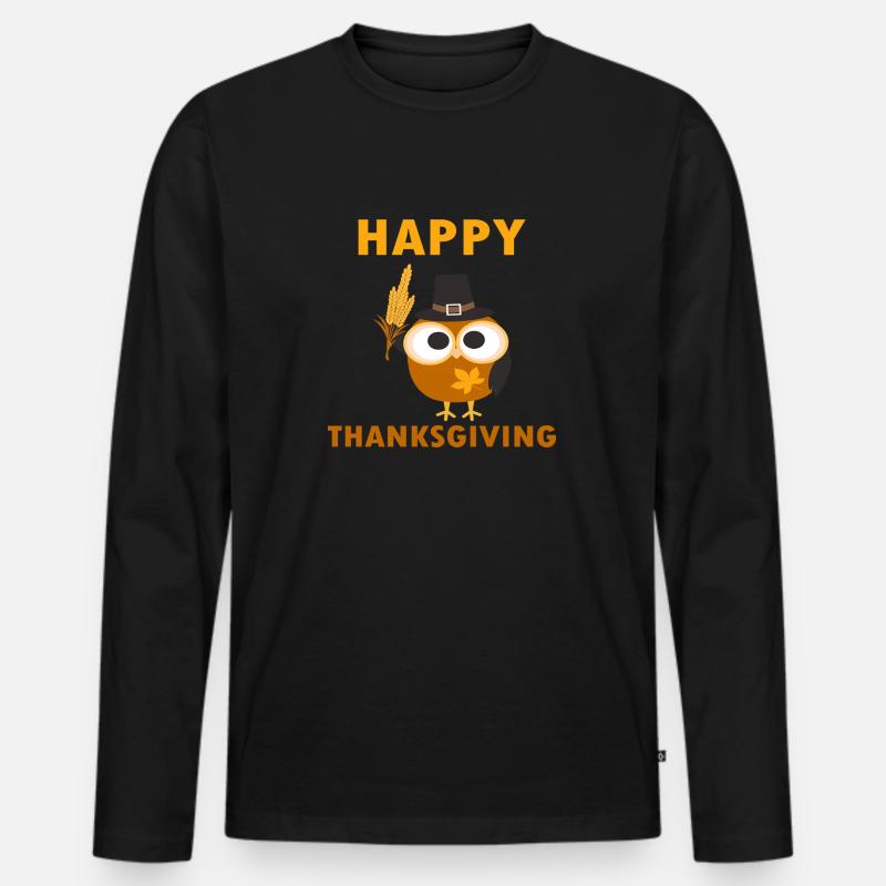 Happy Thanksgiving - Männer Premium Bio Langarmshirt - Schwarz