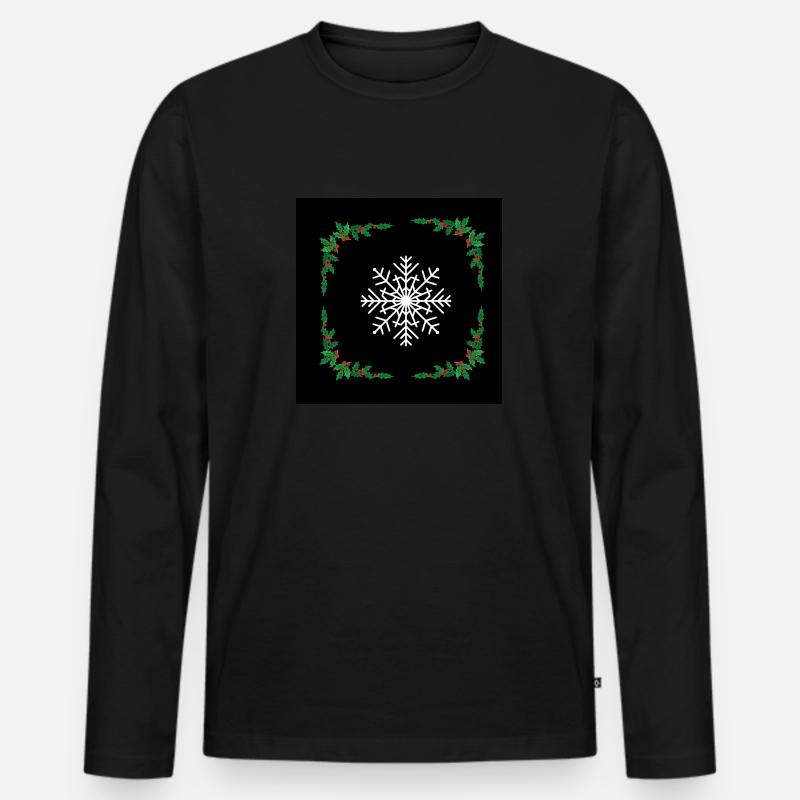 Schneeflocke - Männer Premium Bio Langarmshirt - Schwarz