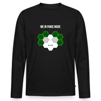 Moi en mode panique - T-shirt manches longues Premium bio Homme - noir - Devant - Nico (187cm)