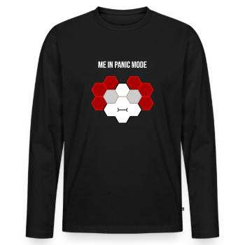 Moi en mode panique - T-shirt manches longues Premium bio Homme - noir - Devant - Nico (187cm)