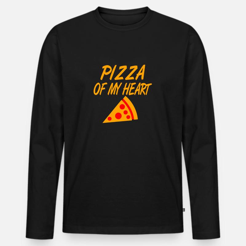 Pizza - Männer Premium Bio Langarmshirt - Schwarz