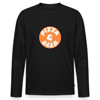 Pizza - Männer Premium Bio Langarmshirt - Schwarz - Vorne - Nico (187cm)