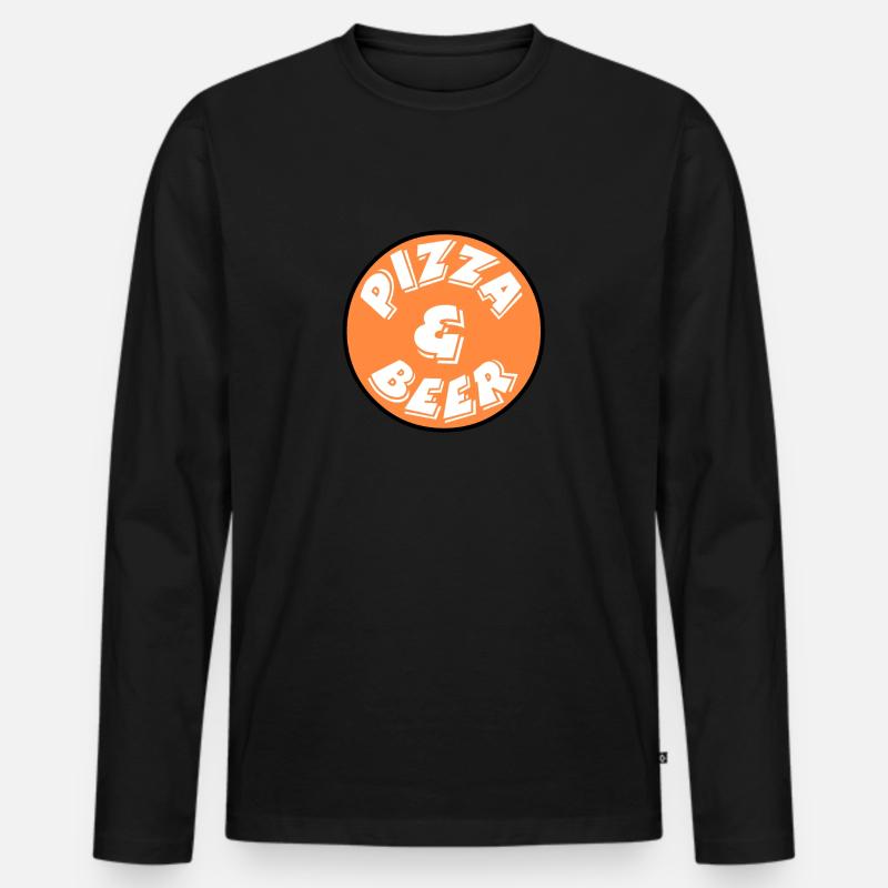 Pizza - Männer Premium Bio Langarmshirt - Schwarz
