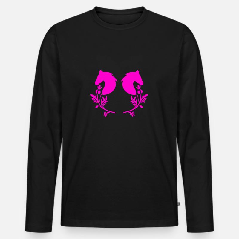 Pferd - Männer Premium Bio Langarmshirt - Schwarz