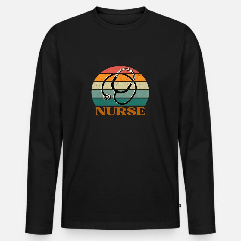 Nurse - Männer Premium Bio Langarmshirt - Schwarz