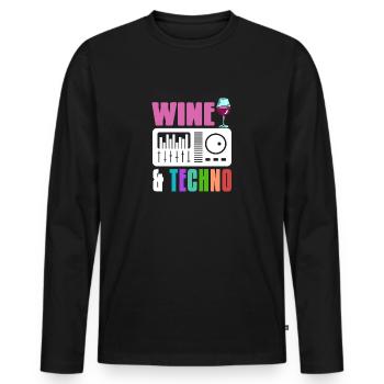 Wine & Techno Awesome Retro Techno Designs - Men's Premium Organic Long Sleeve Shirt - black - Front - Nico (187cm)