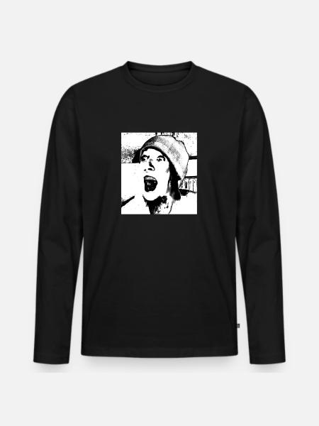 Face with cap (white) - Men's Premium Organic Long Sleeve Shirt - black