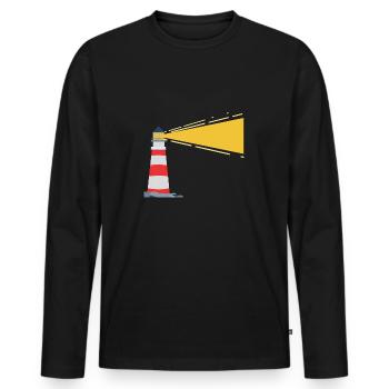 Leuchtturm - Männer Premium Bio Langarmshirt - Schwarz - Vorne - Nico (187cm)