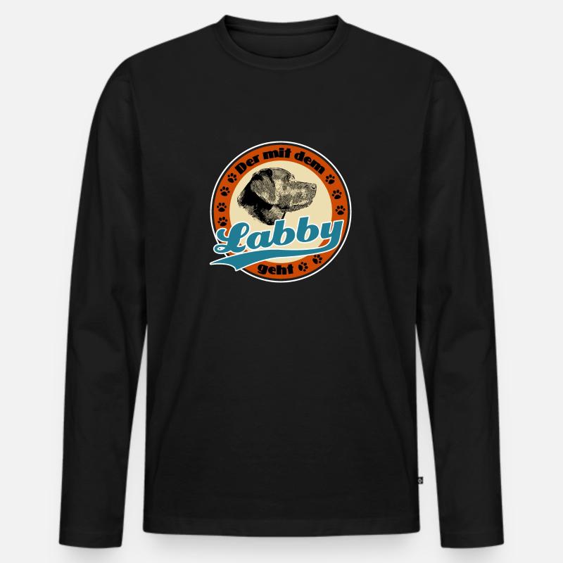 Der mit dem Labby - Männer Premium Bio Langarmshirt - Schwarz