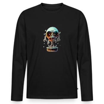 Gruseliger Zombie - Männer Premium Bio Langarmshirt - Schwarz - Vorne - Nico (187cm)