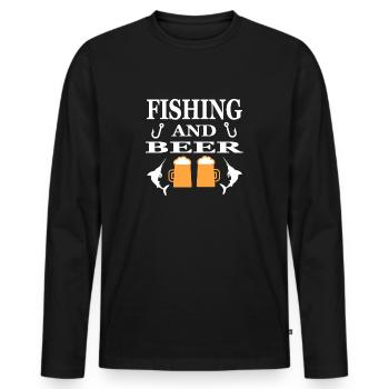 Pêche - T-shirt manches longues Premium bio Homme - noir - Devant - Nico (187cm)