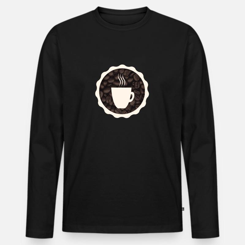 Frischer Kaffee - Männer Premium Bio Langarmshirt - Schwarz