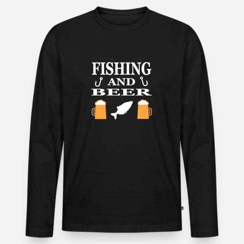 Angeln - Männer Premium Bio Langarmshirt - Schwarz