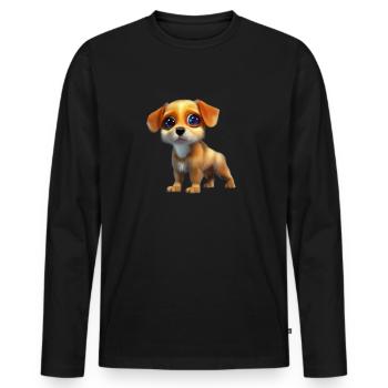 Welpe 3 - Männer Premium Bio Langarmshirt - Schwarz - Vorne - Nico (187cm)