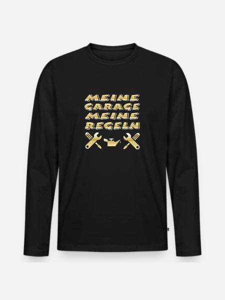 Garage - Männer Premium Bio Langarmshirt - Schwarz