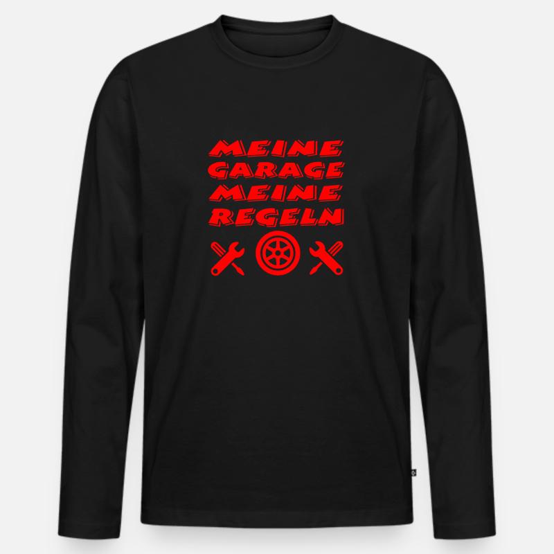 Garage - Männer Premium Bio Langarmshirt - Schwarz