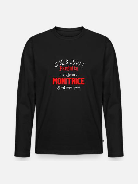 Pas parfaite mais monitrice - T-shirt manches longues Premium bio Homme - noir
