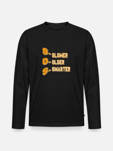 SOS = Slower Older Smarter - Men's Premium Organic Long Sleeve Shirt - black