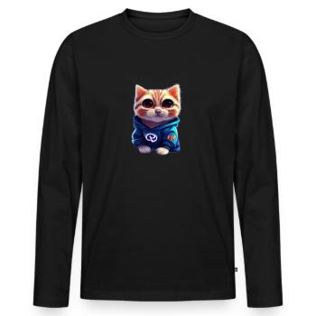 Baby Katze mit Pullover - Männer Premium Bio Langarmshirt - Schwarz - Vorne - Nico (187cm)