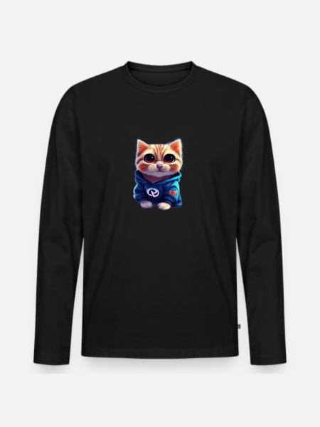 Bébé chat avec pull - T-shirt manches longues Premium bio Homme - noir