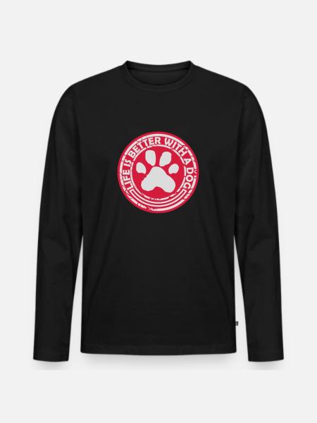 better with a dog - Men's Premium Organic Long Sleeve Shirt - black