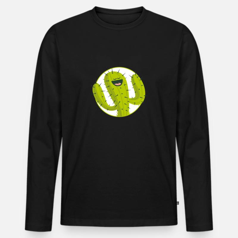 Kaktus - Männer Premium Bio Langarmshirt - Schwarz