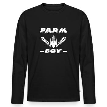 Ferme - T-shirt manches longues Premium bio Homme - noir - Devant - Nico (187cm)