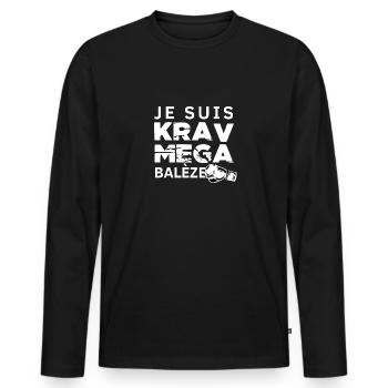 Je suis Krav Mega Balèze - T-shirt manches longues Premium bio Homme - noir - Devant - Nico (187cm)