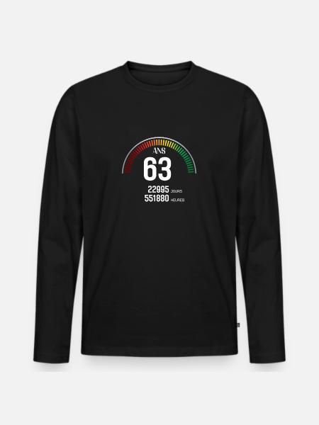 Anniversaire 63 ans Compteur - T-shirt manches longues Premium bio Homme - noir
