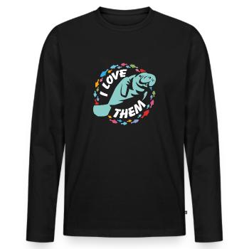 I love manatees - Men's Premium Organic Long Sleeve Shirt - black - Front - Nico (187cm)