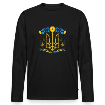 Ukraine - T-shirt manches longues Premium bio Homme - noir - Devant - Nico (187cm)