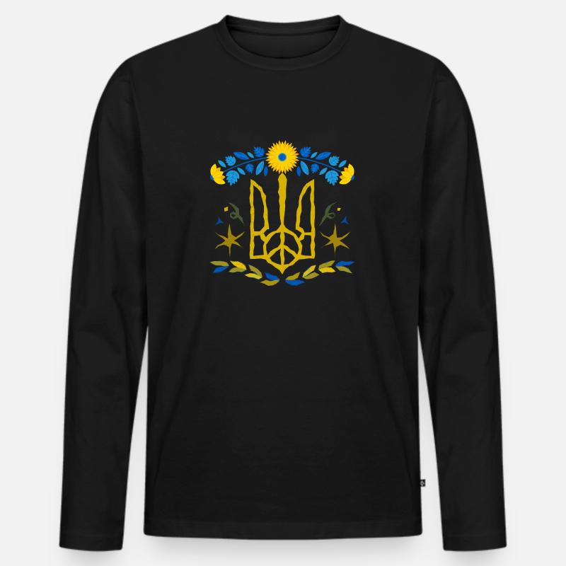 Ukraine - Männer Premium Bio Langarmshirt - Schwarz